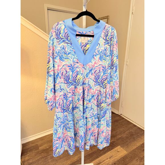 Simply Southern Dresses & Skirts - Simply Southern Beach Long sleeve Blue Dress Size XXL NWT